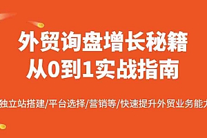 外贸询盘增长秘籍从0到1实战指南,独立站搭建/平台选择/营销等/快速提升外贸业务能力