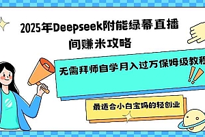 2025年Deepseek附能绿幕直播间挣米攻略无需拜师自学月入过W保姆级教程,最适合小白宝妈的轻创业