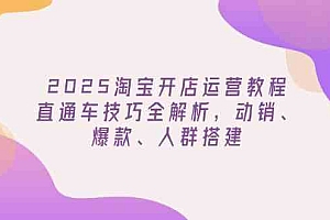 2025淘宝开店运营教程更新,直通车技巧全解析,动销、爆款、人群搭建