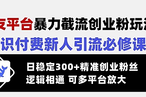 (14432期)交友平台暴力截流创业粉玩法,知识付费新人引流必修课,日稳定300+精准…
