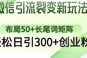 (14451期)微信引流裂变新玩法:布局50+长尾词矩阵,轻松日引300+创业粉