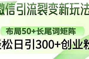 微信引流裂变新玩法:布局50+长尾词矩阵,轻松日引300+创业粉