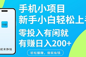 手机小项目新手小白轻松上手零投入有闲就有赚日入200+