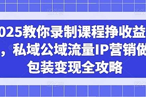 2025教你录制课程挣收益项目,私域公域流量IP营销做图包装变现全攻略