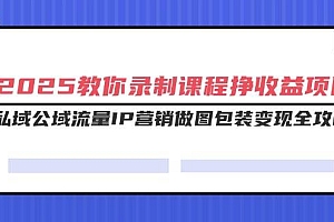 (14486期)2025教你录制课程挣收益项目,私域公域流量IP营销做图包装变现全攻略