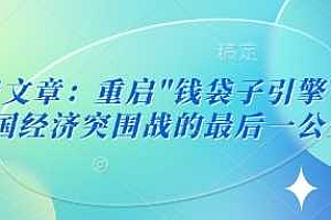付费文章:重启”钱袋子引擎”:中国经济突围战的最后一公里