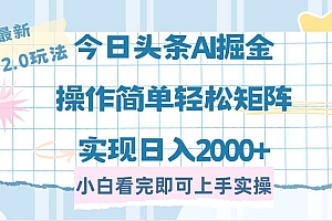 (14506期)今日头条最新2.0玩法,思路简单,复制粘贴,轻松实现矩阵日入2000+