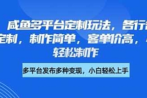 小红书咸鱼多平台定制玩法,各行各业的职业头像定制,制作简单,客单价高,小白也能轻松制作