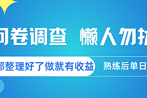 问卷调查  懒人勿扰 问卷都整理好了,做就有收益,熟练后日入300+