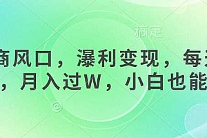 女杏商风口,瀑利变现,每天1小时,月入过W,小白也能做