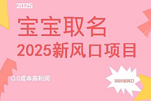 (14593期)2025新风口项目宝宝取名,0成本高利润,附保姆级教程,月入过万不是梦