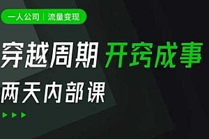 一人公司:流量变现课,一人公司的方法模型拆解, 拆解富人思维,流量思维,小老板思维等