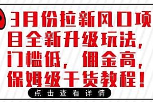 3月份拉新风口项目全新升级玩法,门槛低,佣金高,保姆级干货教程