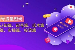 视频号流量密码:涵盖认知篇、起号篇、话术篇、选品篇、实操篇、投流篇