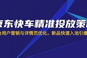 (14185期)京东快车精准投放策略,结合用户营销与详情页优化,新品快速入池引爆流量