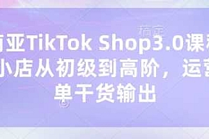 东南亚TikTok Shop3.0课程,TK小店从初级到高阶,运营出单干货输出