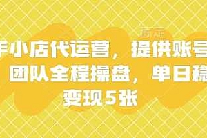 快手小店代运营,提供账号即可,团队全程操盘,单日稳定变现5张【揭秘】