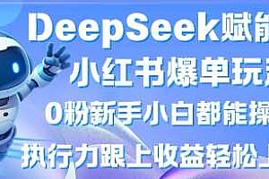 DeepSeek赋能小红书爆单玩法0粉新手小白都能操作,执行力跟上收益轻松上W,懒人勿做