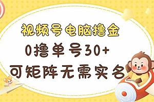 (14220期)视频号电脑撸金 0撸单号30+ 可矩阵 无需实名多号多得