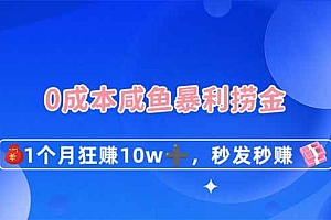 (14257期)0成本闲鱼暴利捞金,1个月狂赚10W+,秒发秒赚新玩法