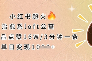 小红书超火的治愈系loft公寓,单条作品点赞16W,3分钟一条,单日变现数张
