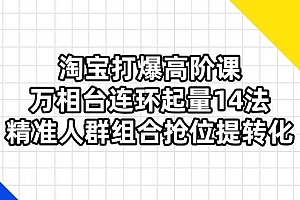 (14298期)淘宝打爆高阶课:万相台连环起量14法,精准人群组合抢位提转化