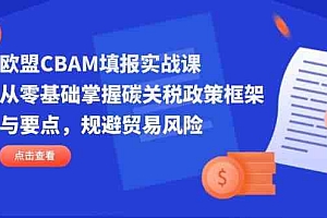 欧盟CBAM填报实战课,从零基础掌握碳关税政策框架与要点,规避贸易风险