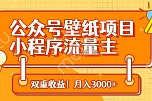 公众号壁纸项目,小程序流量主双收益,月入3000+