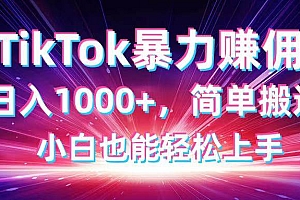 (14402期)TikTok搬运暴力赚佣,日入1000+,简单搬运,小白也能轻松上手