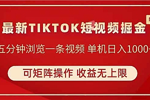(14411期)TIKTOK短视频暴力掘金 单机收益500+收益无上限 可矩阵操作 实现睡后收入