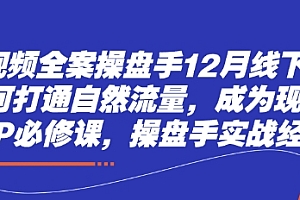 短视频全案操盘手12月线下课,如何打通自然流量,成为现象级IP必修课,操盘手实战经验