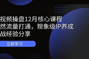 短视频操盘12月核心课程:自然流量打通,现象级IP养成,实战经验分享