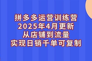 (14469期)拼多多运营训练营2025年4月更新,从店铺到流量,实现日销千单可复制