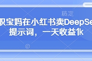 全职宝妈在小红书卖DeepSeek提示词,一天收益1k