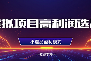 虚拟项目高利润选品方法,单店利润1W+,可多店倍增利润