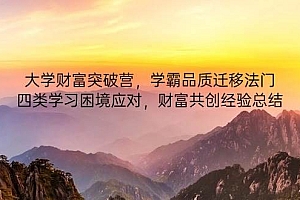 (14484期)大学财富突破营,学霸品质迁移法门,四类学习困境应对,财富共创经验总结