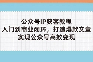 公众号IP获客教程(第3期),从入门到商业闭环,打造爆款文章,实现公众号高效变现