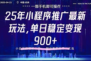 (14494期)25年小程序推广最新玩法,单日稳定变现900+,小白轻松上手