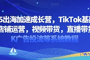2025出海加速成长营,TikTok基建选品,店铺运营,视频带货,直播带货,TK广告投流等系统教程