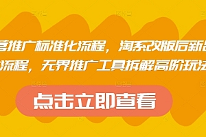 淘系运营推广标准化流程,淘系改版后新品布局全流程,无界推广工具拆解高阶玩法