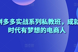 2025拼多多实战系列私教班,成就这个时代有梦想的电商人