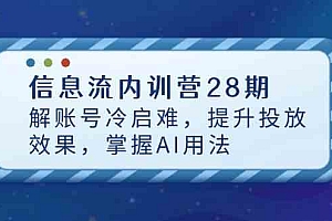 信息流内训营28期,解账号冷启难,提升投放效果,掌握AI用法