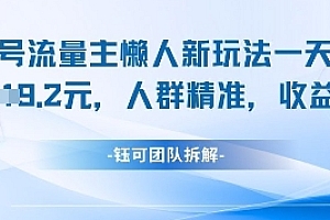 视频号流量主懒人新玩法,一天收益1k,人群精准收益高