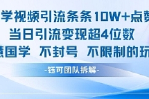 国学视频引流条条10W+点赞当日引流变现超4位数