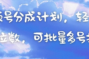 视频号分成计划,轻松日入三位数,可批量多号操作
