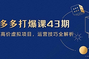 (14546期)拼多多打爆课第 43 期,掌握高价虚拟项目,运营技巧全解析(15节)