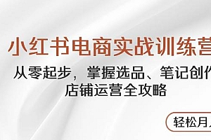 小红书电商实战训练营,从零起步,掌握选品、笔记创作、店铺运营全攻略,轻松月入过万