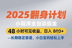 2025小程序全自动掘金,48 小时可见收益,日入8张,长期稳定靠谱,小白宝妈轻松上手【揭秘】