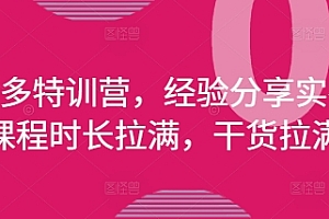 拼多多特训营,经验分享实操,课程时长拉满,干货拉满(更新25年4月)