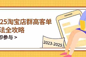 2023-2025淘宝店群运营,涵盖C店/天猫店群两大赛道,帮你掌握全周期运营打法